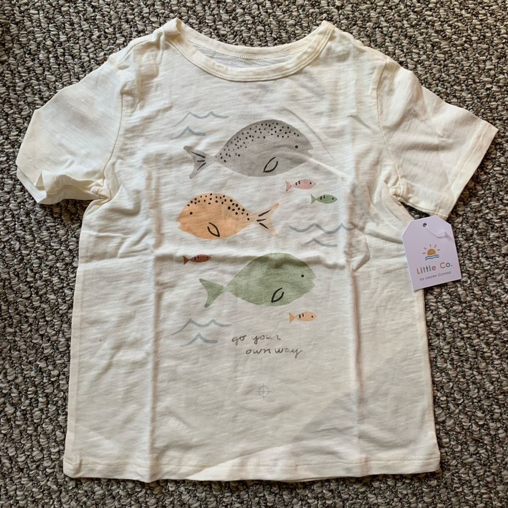 Boys/girls little co shirt fish go your own way nwt 5